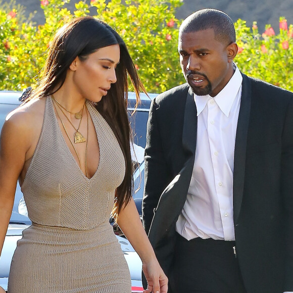 Kim Kardashian et Kanye West se rendant au mariage d'un ami à Simi Valley, en Californie, le 23 septembre 2016