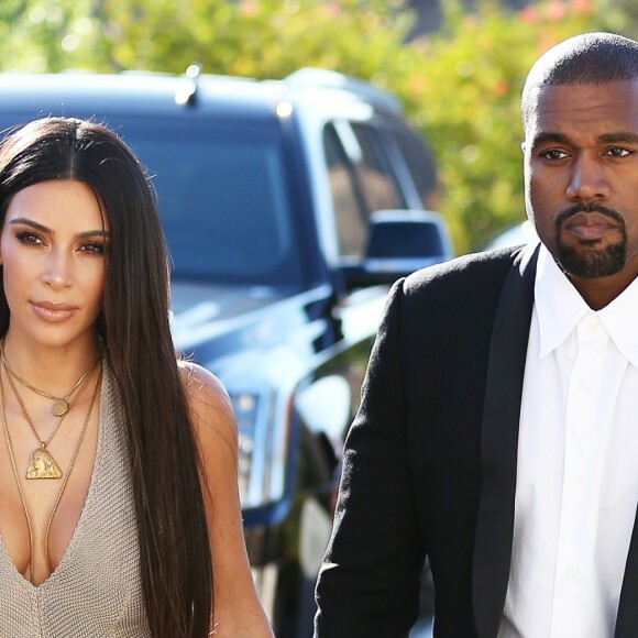 Kim Kardashian et Kanye West se rendant au mariage d'un ami à Simi Valley, en Californie, le 23 septembre 2016