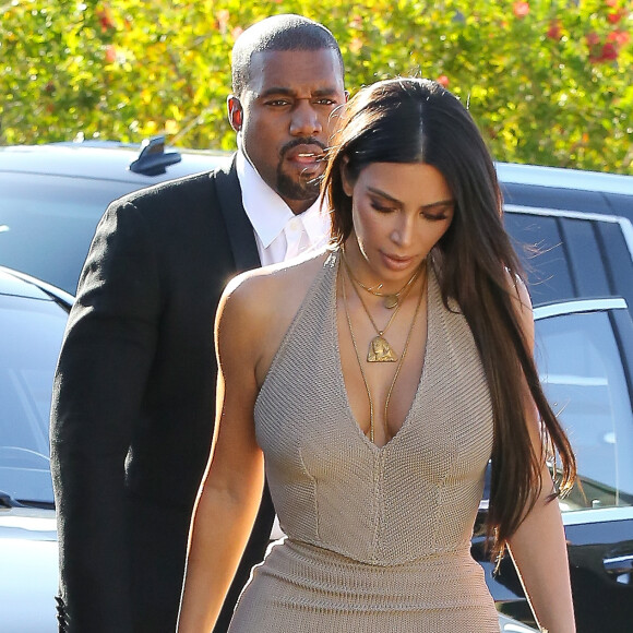 Kim Kardashian et Kanye West se rendant au mariage d'un ami à Simi Valley, en Californie, le 23 septembre 2016