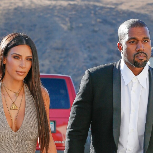 Kim Kardashian et Kanye West se rendant au mariage d'un ami à Simi Valley, en Californie, le 23 septembre 2016