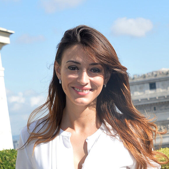 Rachel Legrain-Trapani à la conférence de presse de l'association "Les bonnes fées" à Paris avec le comité Miss France à Paris le 03 septembre 2015