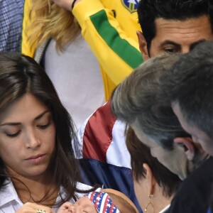 Nicole Johnson, la fiancée de Michael Phelps avec Boomer à Rio de Janeiro le 13 août 2016