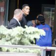 Lala Anthony et Simon Huck ont rendu visite à Kim Kardashian dans son appartement New Yorkais, New York, Etats-Unis, le 3 octobre 2016.