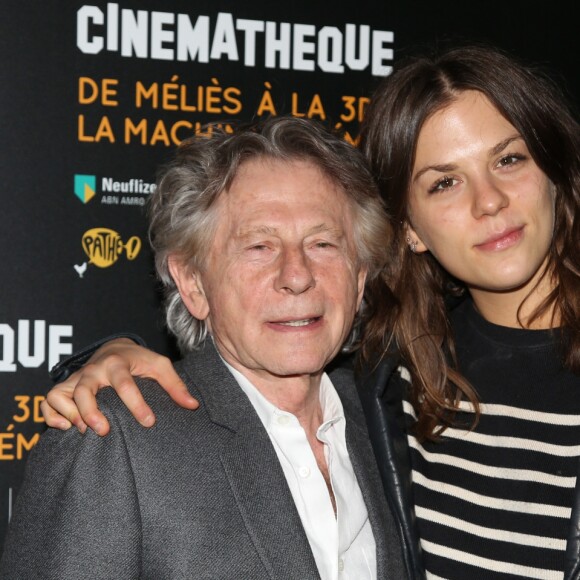 Roman Polanski, parrain de l'exposition, avec sa fille Morgane lors du vernissage de l'exposition 'De Meliès à la 3D, La Machine Cinéma' à la Cinémathèque Française de Paris, France, le 3 octobre 2016. © Denis Guignebourg/Bestimage