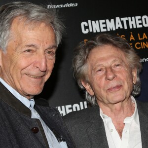 Costa Gavras et Roman Polanski, parrain de l'exposition, lors du vernissage de l'exposition "De Meliès à la 3D, La Machine Cinéma' à la Cinémathèque Française de Paris, France, le 3 octobre 2016. © Denis Guignebourg/Bestimage