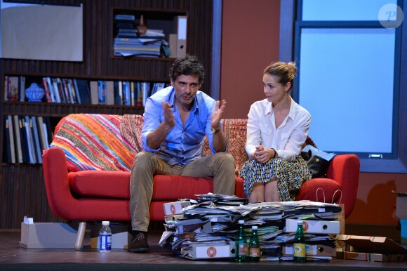 Pascal Elbé et Barbara Schulz lors du filage de la pièce "L'Éveil du chameau" au Théâtre de l'Atelier à Paris, le 30 septembre 2016. © Guirec Coadic/Bestimage