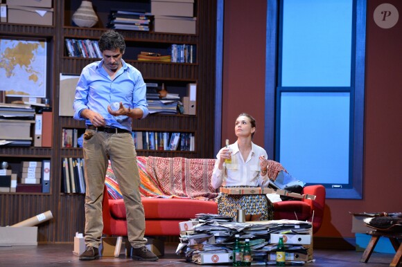 Pascal Elbé et Barbara Schulz lors du filage de la pièce "L'Éveil du chameau" au Théâtre de l'Atelier à Paris, le 30 septembre 2016. © Guirec Coadic/Bestimage