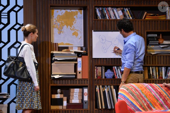 Pascal Elbé et Barbara Schulz lors du filage de la pièce "L'Éveil du chameau" au Théâtre de l'Atelier à Paris, le 30 septembre 2016. © Guirec Coadic/Bestimage