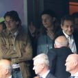 Nicolas Sarkozy avec ses fils Jean et Pierre Sarkozy au match d'ouverture de l'Euro 2016, France-Roumanie au Stade de France, le 10 juin 2016. © Cyril Moreau/Bestimage
