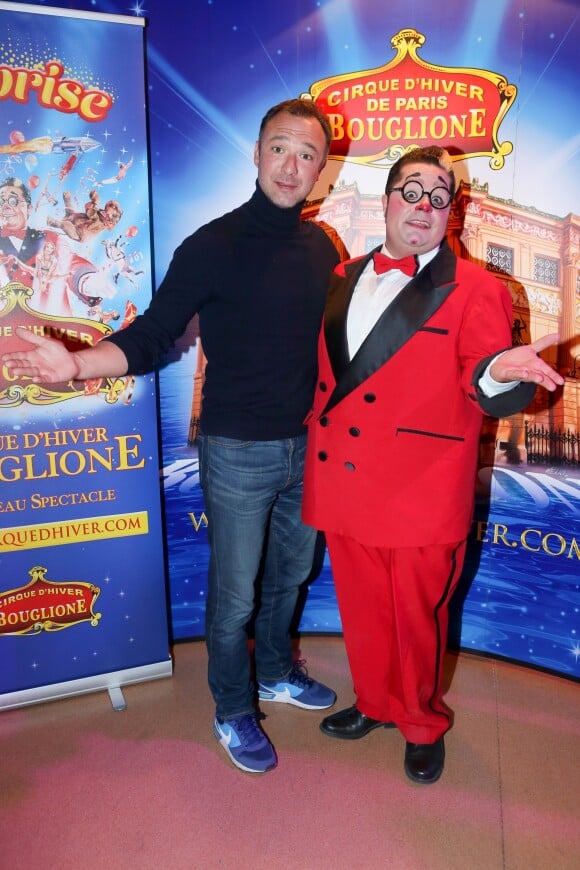 Exclusif - Alexandre Devoise et le clown Totti - Nouveau spectacle "Surprise" du Cirque d'Hiver Bouglione, à Paris, le 8 octobre 2016. ©CVS/Bestimage