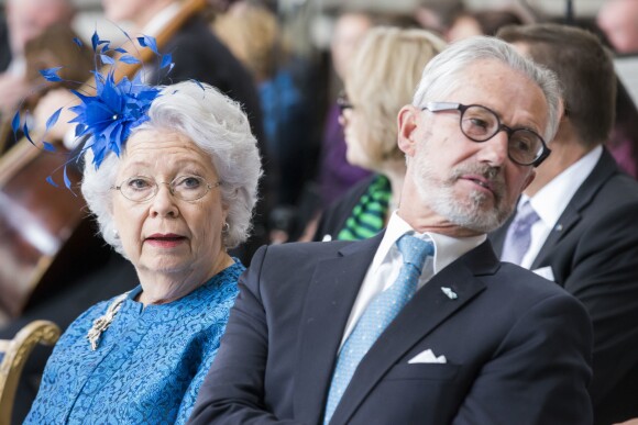 La princesse Christina de Suède et son mari Tord Magnuson lors de la messe de Te Deum en l'honneur du 70e anniversaire du roi Carl XVI Gustaf de Suède au palais royal à Stockholm le 30 avril 2016 Stockholm.