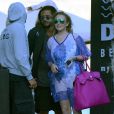 Egor Tarabasov et Lindsay Lohan quittent une plage à Mykonos. le 26 août 2016