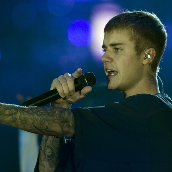 Justin Bieber en concert à Amsterdam dans la cadre de sa tournée "Purpose World Tour". Pays-Bas, le 8 octobre 2016.