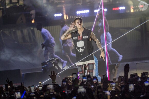 Justin Bieber en concert au Tele2 Arena à Stockholm en Suède le 29 septembre 2016.