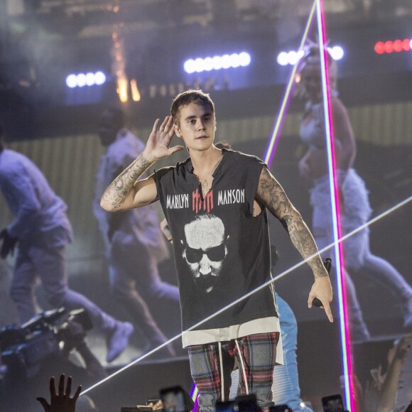 Justin Bieber en concert au Tele2 Arena à Stockholm en Suède le 29 septembre 2016.