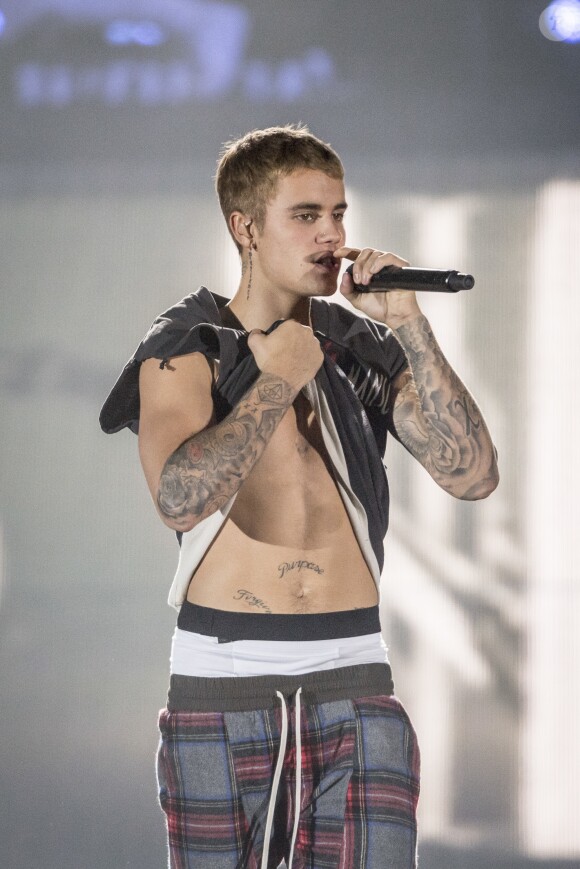 Justin Bieber en concert au Tele2 Arena à Stockholm en Suède le 29 septembre 2016.