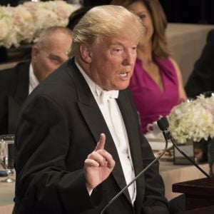 Donald Trump au dîner Alfred E. Smith, organisé dans les salons du prestigieux Waldorf Astoria, à New York le 20 octobre 2016 à New York le 20 octobre 2016