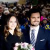 Le prince Carl Philip et la princesse Sofia de Suède en visite à Saffle dans la province de Varmland, le 21 octobre 2016.