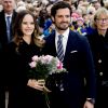 Le prince Carl Philip et la princesse Sofia de Suède en visite à Saffle dans la province de Varmland, le 21 octobre 2016.