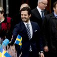 Le prince Carl Philip et la princesse Sofia de Suède en visite à Saffle dans la province de Varmland, le 21 octobre 2016.
