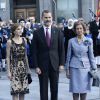 Le roi Felipe VI, la reine Letizia et Sofia d'Espagne - Remise des prix Princesse des Asturies en présence du roi Felipe VI, La reine Letizia et de Sofia au théâtre Campoamor à Oviedo, Espagne, le 21 octobre 2016.