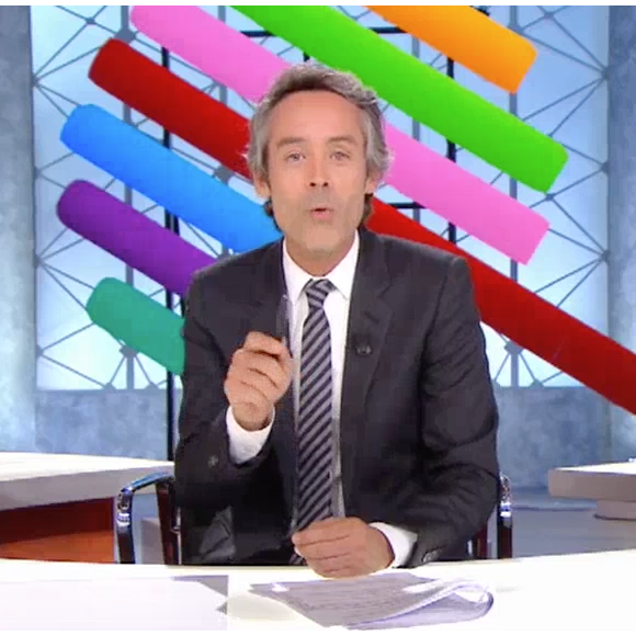 Yann Barthès se moque de l'émission de Jean-Morandini sur iTÉLÉ et de l'une de ses chroniqueuses, Rachel Bourlier. "Quotidien" sur TMC, le 24 octobre 2016.