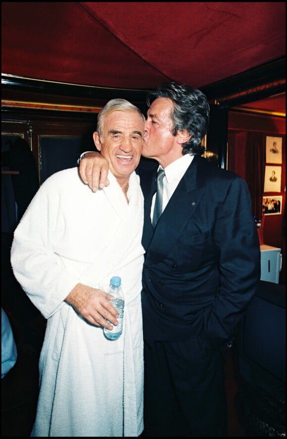 Jean-Paul Belmondo et Alain Delon - Générale de la pièce La Puce à l'oreille en 1996
