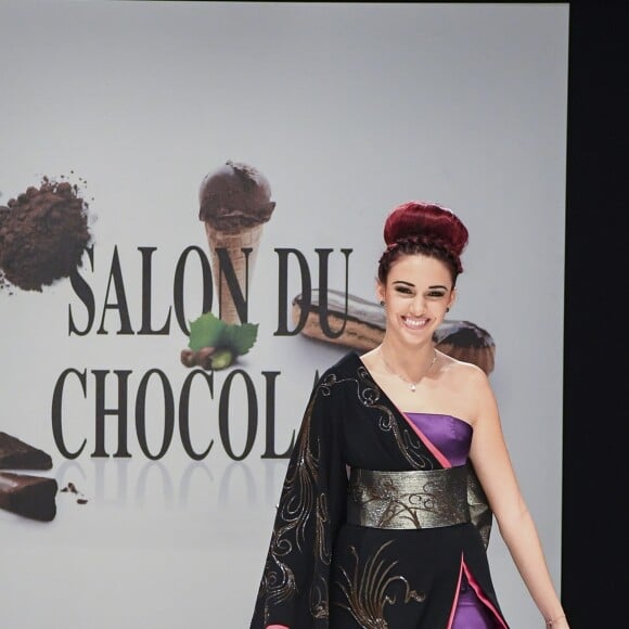 Delphine Wespiser (Miss France 2012)  au Défilé du 22ème salon du chocolat à la porte de Versailles à Paris le 27 octobre 2016. (coiffures Franck Provost / maquillages Make Up For Ever) © Veeren-Perusseau/Bestimage