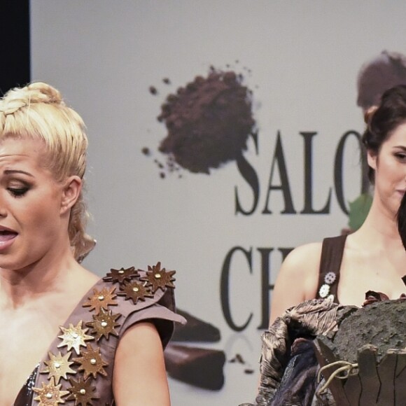 Katrina Patchett, Jean-Marc Généreux et Denitsa Ikonomova au 22ème salon du chocolat à la porte de Versailles à Paris le 27 octobre 2016. (coiffures Franck Provost / maquillages Make Up For Ever) © Veeren-Perusseau/Bestimage