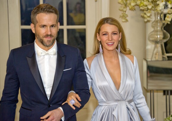 Ryan Reynolds et sa femme Blake Lively  au dîner d'état en l'honneur du premier ministre canadien et sa femme à la Maison Blanche à Washington. Le 10 mars 2016
