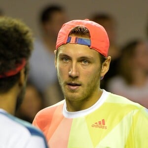 Jo-Wilfried Tsonga et Lucas Pouille lors du Bnp Paribas Masters à l'Accor Hotels Arena à Paris le 1er novembre 2016.