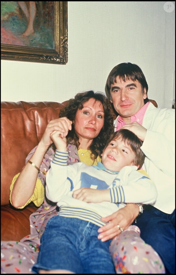 Serge et Michèle Lama avec leur fils Frédéric en février 1989
