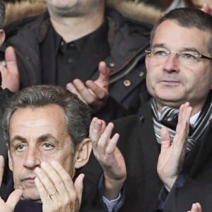 Nicolas Sarkozy, Jean-Claude Blanc assistent à la clôture de la 12ème journée de Ligue 1 qui opposait le Paris Saint Germain au Stade Rennais (victoire 4-0 du PSG), à Paris au Parc des Princes le 6 novembre 2016.
