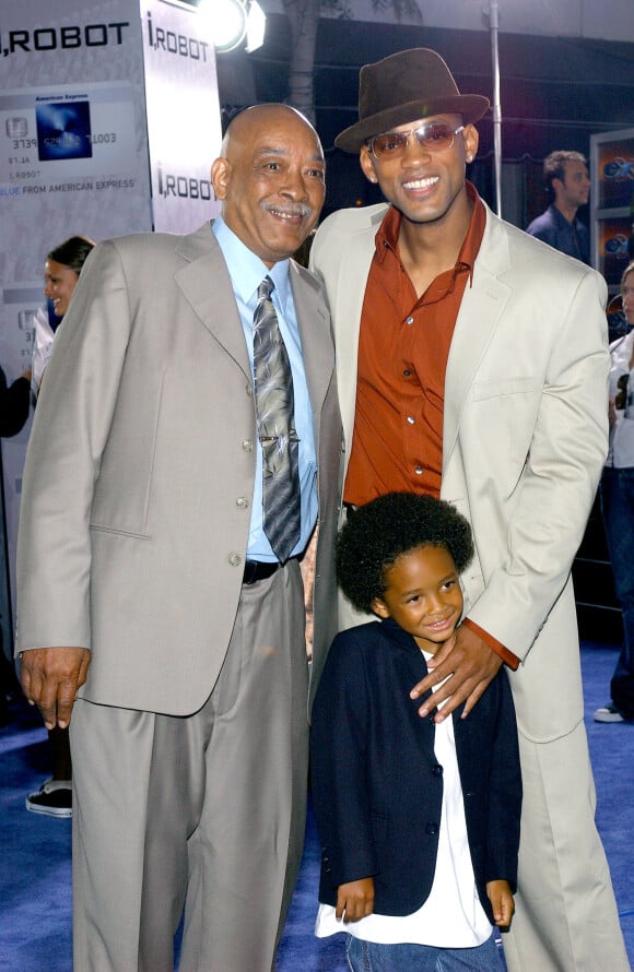 Will Smith avec son père et son fils Trey à Los Angeles le 7 juillet 2004.