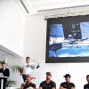 Semi-exclusif - Pierre Casiraghi, skipper du GC32 Malizia, a convié les jeunes régatiers de la section sportive du Yacht Club de Monaco à une rencontre avec son équipage - et leur mascotte, Uma - à Monaco le 19 octobre 2016. © Bruno Bebert/BestImage