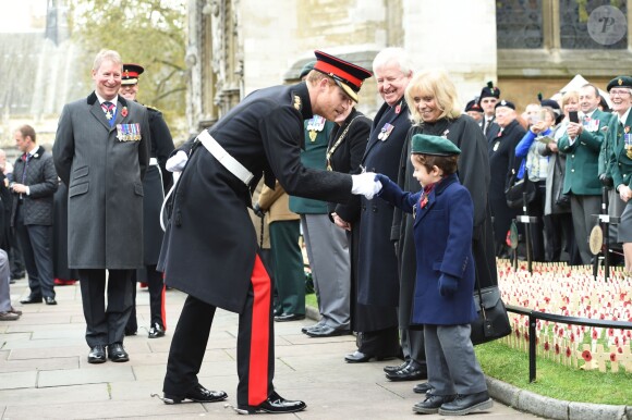 Le prince Harry se joignait à son grand-père le duc d'Edimbourg lors de la cérémonie commémorative du "Field of Remembrance" à l'abbaye de Westminster à Londres, le 10 novembre 2016, en présence de vétérans de guerre.