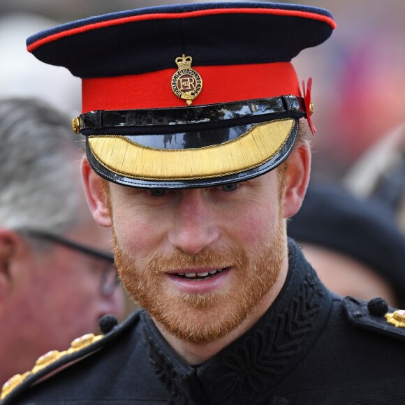 Le prince Harry se joignait à son grand-père le duc d'Edimbourg lors de la cérémonie commémorative du "Field of Remembrance" à l'abbaye de Westminster à Londres, le 10 novembre 2016, en présence de vétérans de guerre.