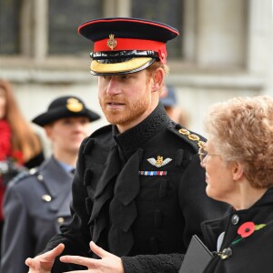 Le prince Harry se joignait à son grand-père le duc d'Edimbourg lors de la cérémonie commémorative du "Field of Remembrance" à l'abbaye de Westminster à Londres, le 10 novembre 2016, en présence de vétérans de guerre.