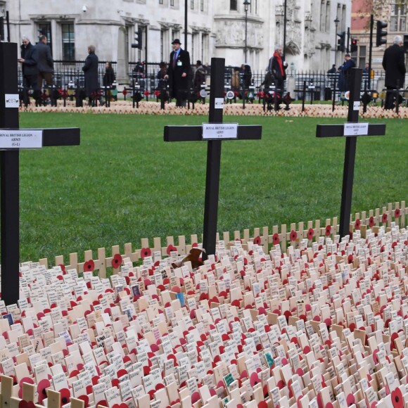 Le prince Harry se joignait à son grand-père le duc d'Edimbourg lors de la cérémonie commémorative du "Field of Remembrance" à l'abbaye de Westminster à Londres, le 10 novembre 2016, en présence de vétérans de guerre.