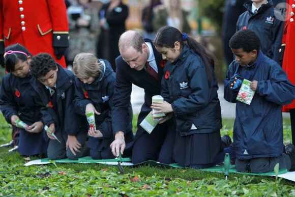 Le prince William prenait part au service commémoratif Fields of Remembrance dans le parc du mémorial de Kensington à Londres, le 10 novembre 2016.