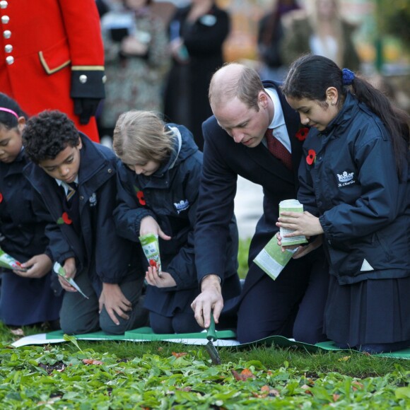 Le prince William prenait part au service commémoratif Fields of Remembrance dans le parc du mémorial de Kensington à Londres, le 10 novembre 2016.