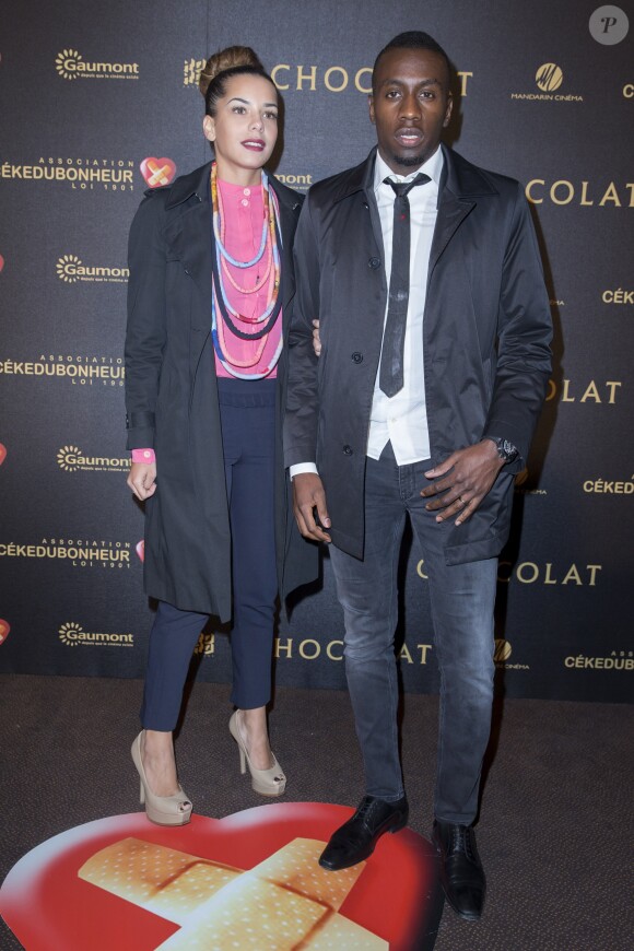 Blaise Matuidi et sa compagne Isabelle à l'avant-première du film Chocolat au Gaumont Champs-Elysées Marignan à Paris, le 1er février 2016.