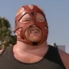 Leon White, alias Big Van Vader, lors de son apparition avec ses collègues stars du catch Hulk Hogan Macho Man et Ric Flair dans un épisode d'Alerte à Malibu en 1996.