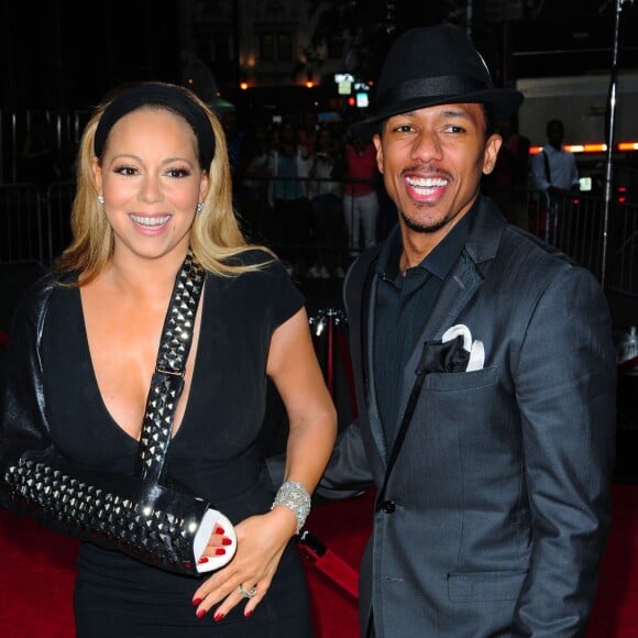 Mariah Carey (le bras casse), Nick Cannon à la Premiere du film "The Butler" (Le Majordome) a New York, le 5 aout 2013.