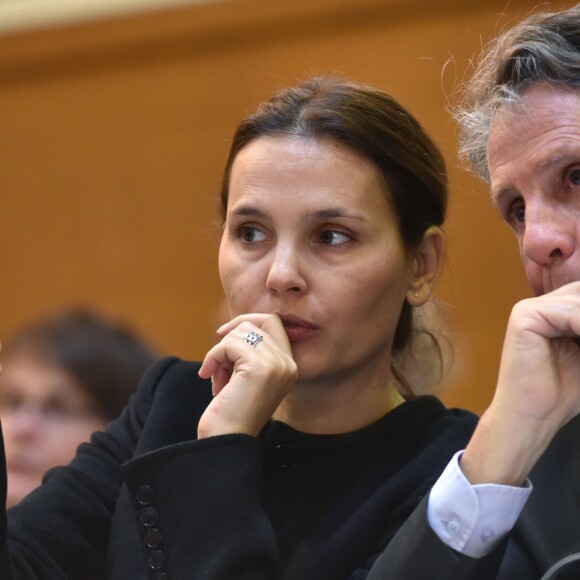 Virginie Ledoyen, Alain Suguenot (maire de Beaune) - 156ème vente aux enchères des vins des Hospices de Beaune à Beaune le 20 novembre 2016.