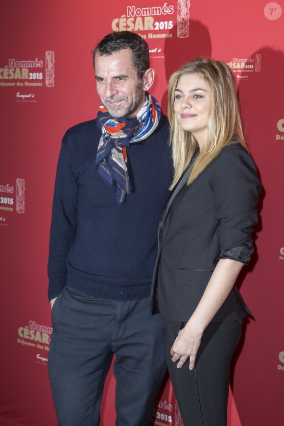 Eric Lartigau, nommé dans la catégorie Meilleur Scénario Original pour le film "La Famille Bélier" et Louane Emera, nommée dans la catégorie Meilleur Espoir Féminin dans le film "La Famille Bélier" - Déjeuner des nommés aux César 2015 au Fouquet's à Paris, le 7 février 2015.