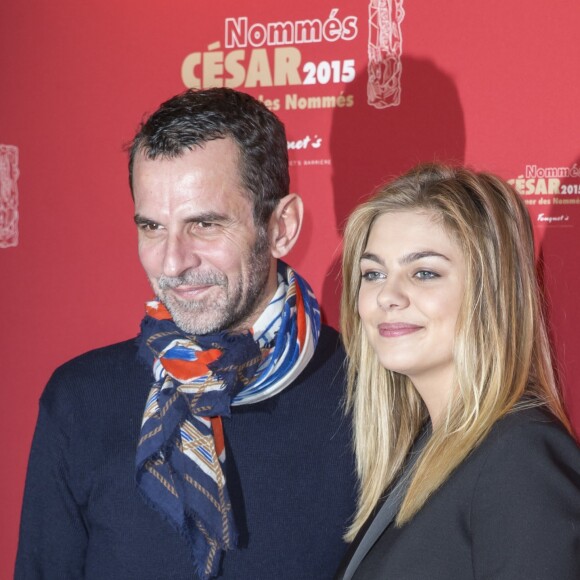 Eric Lartigau, nommé dans la catégorie Meilleur Scénario Original pour le film "La Famille Bélier" et Louane Emera, nommée dans la catégorie Meilleur Espoir Féminin dans le film "La Famille Bélier" - Déjeuner des nommés aux César 2015 au Fouquet's à Paris, le 7 février 2015.