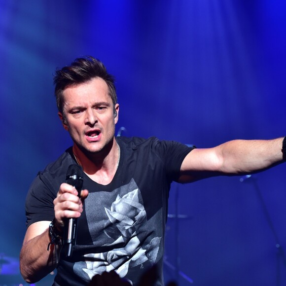 David Hallyday et son groupe "Mission Control" en showcase au Théâtre "Le Comedia" à Paris, le 12 janvier 2015.