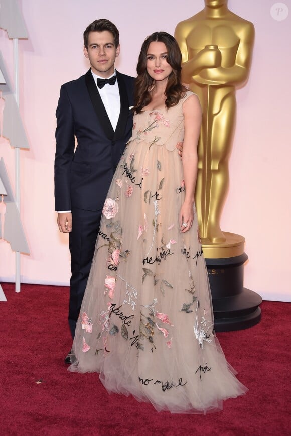 Keira Knightley (enceinte) et son mari James Righton - People à la 87ème cérémonie des Oscars à Hollywood le 22 février 2015