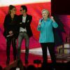 Jennifer Lopez, Marc Anthony (ex mari de Jennifer Lopez) et Hillary Clinton lors du concert de Jennifer Lopez organisé pour soutenir sa candidature aux elections présidentielles à Miami le 29 octobre 2016